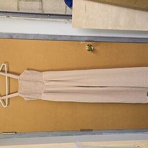 Dokotoo Size M Beige Smocked Jumpsuit